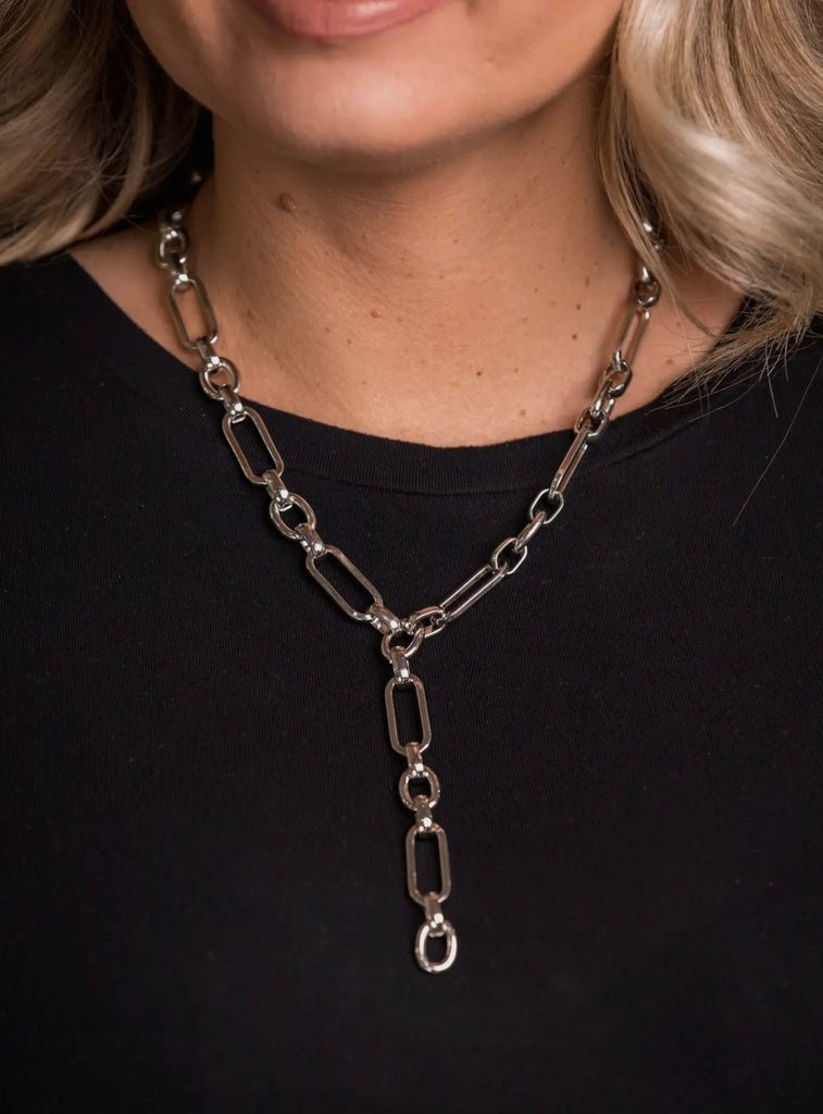 Lariat Chain Necklace ~ Silver