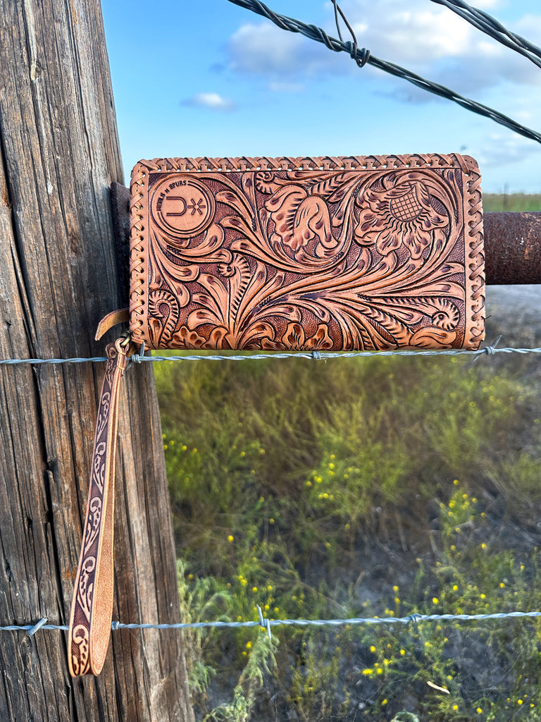 Santa Fe Tooled Organizer ~ Natural Tan