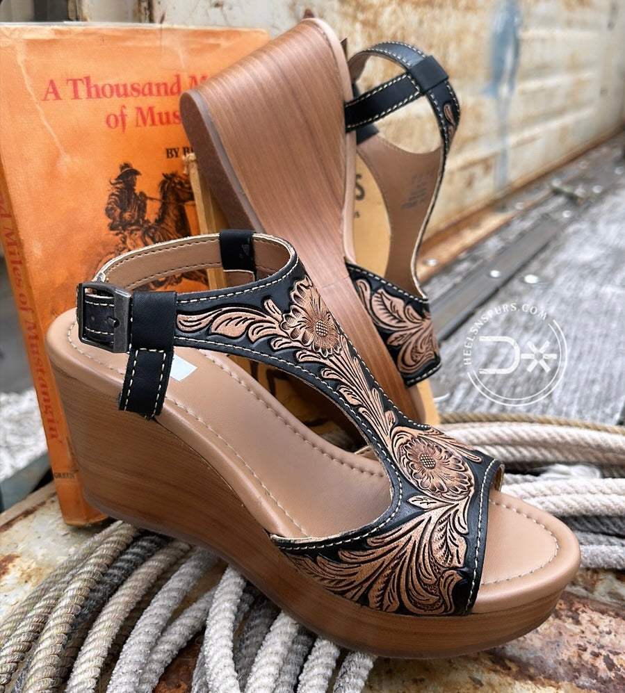 Leather on sale tooled wedges