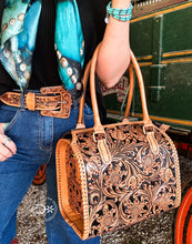 Load image into Gallery viewer, The Cowgirl Speedy Purse ~ Natural &amp; Black
