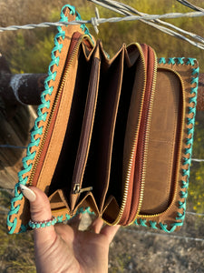 Santa Fe Tooled Organizer ~ Turquoise