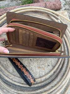 Tooled Organizer Wallet ~ Black & Natural