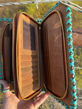 Load image into Gallery viewer, Santa Fe Tooled Organizer ~ Turquoise
