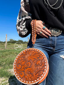 The Calleigh Tooled Wristlet ~ Natural