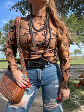 Load image into Gallery viewer, Western Bronc &amp; Cactus Sheer Top
