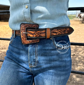 The Stockyards Tooled Belt ~ Blk/Brn