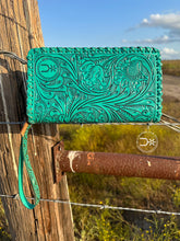 Load image into Gallery viewer, Santa Fe Tooled Organizer ~ Turquoise
