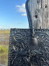 Load image into Gallery viewer, Santa Fe Leather Tooled Tote ~ Black
