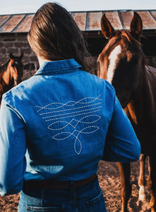 Boot Stitched Denim Button Up