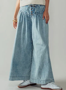 Chambray Button Boho Pants