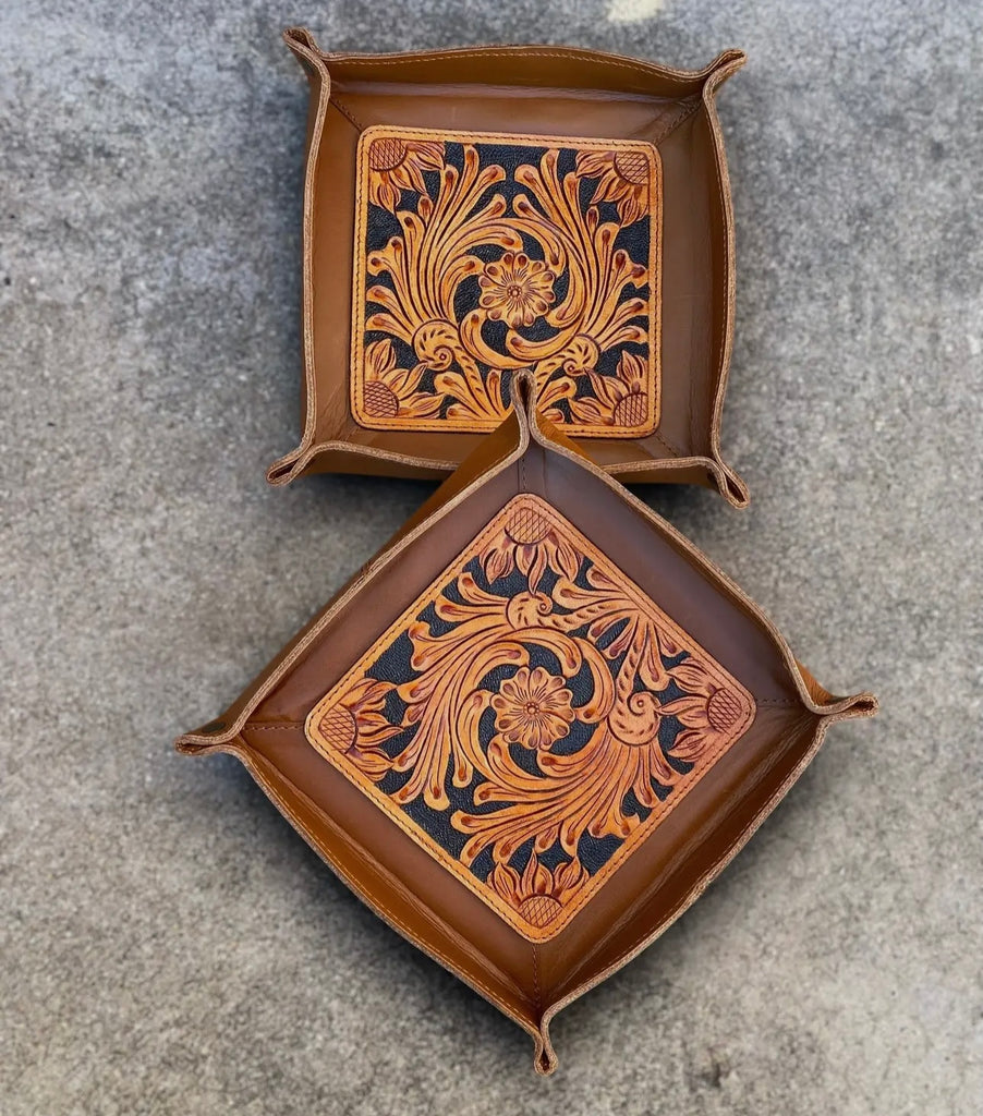 Tooled Leather Tray