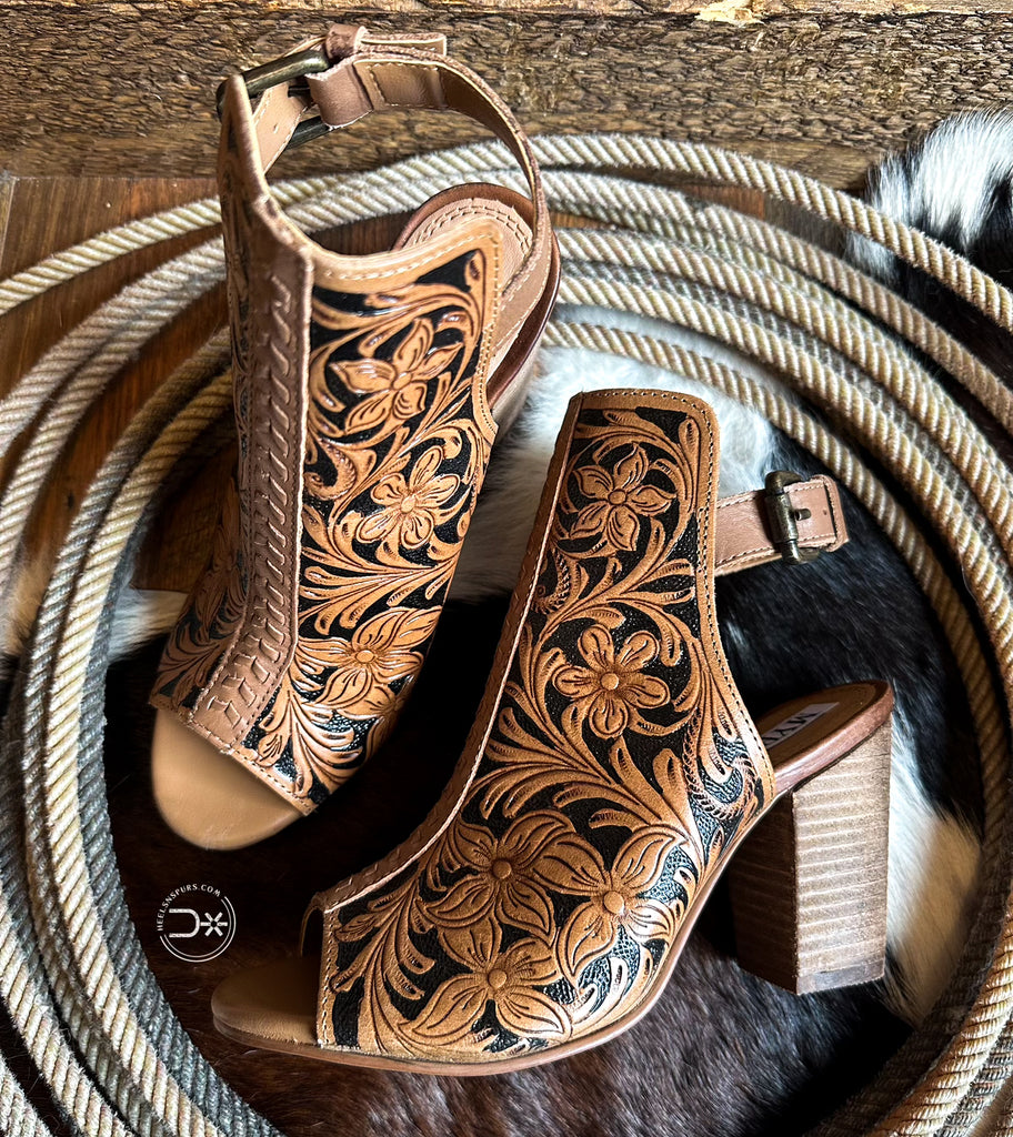 Dodge Town Tooled Heels ~ Black Inlay (447)