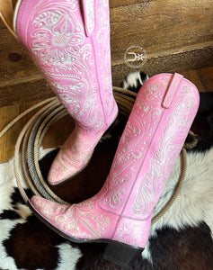 The Dolly Tooled Pink Boots