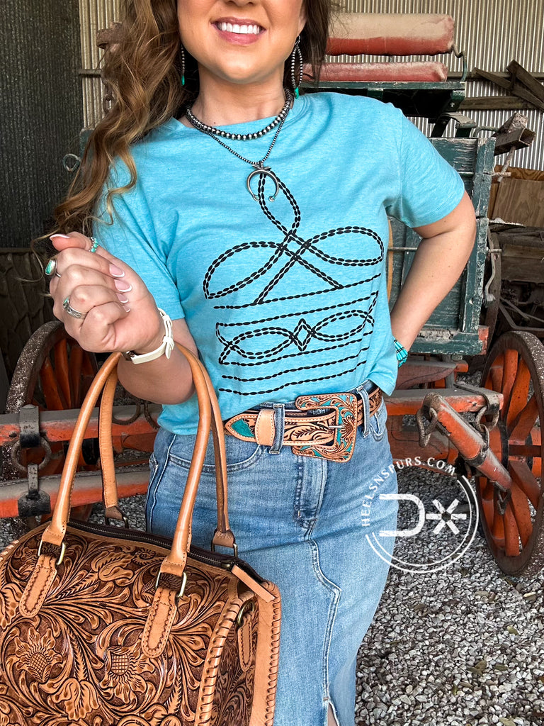 Boot Stitched Tee ~ Blue