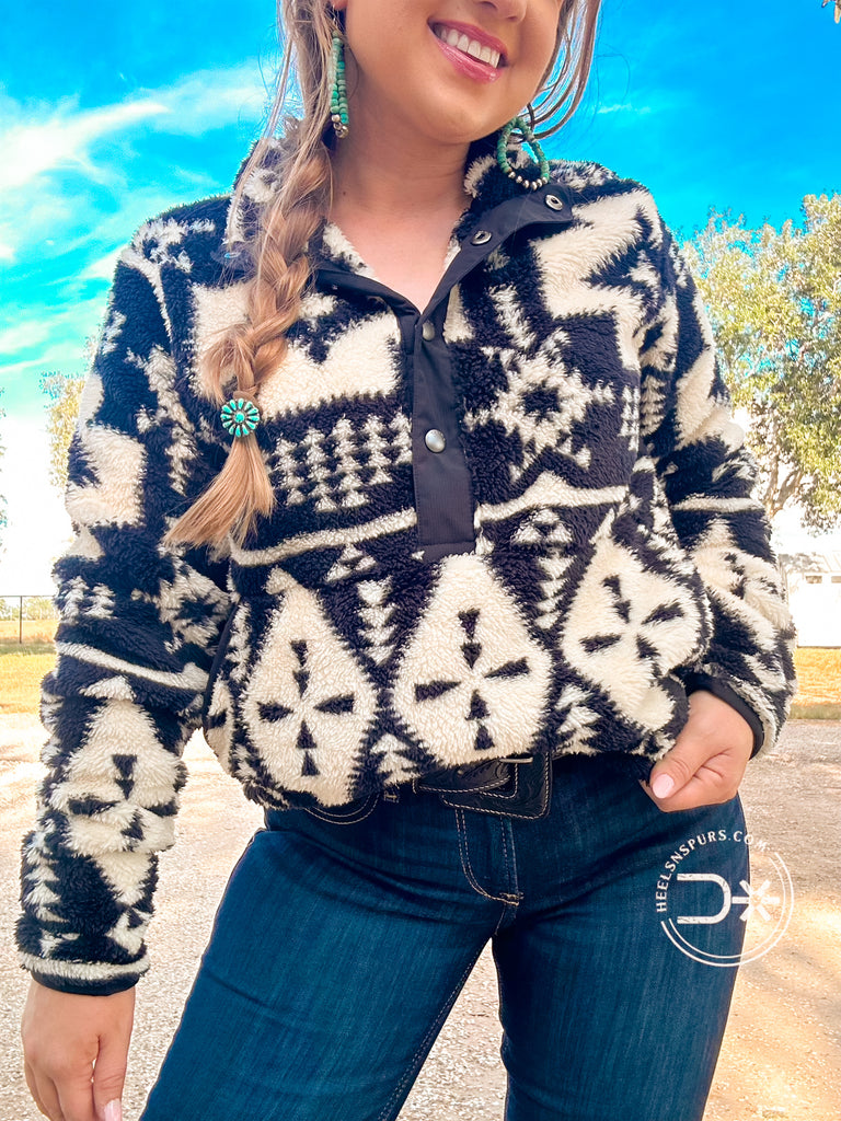 Ariat Black Aztec Sherpa Pullover Heels N Spurs